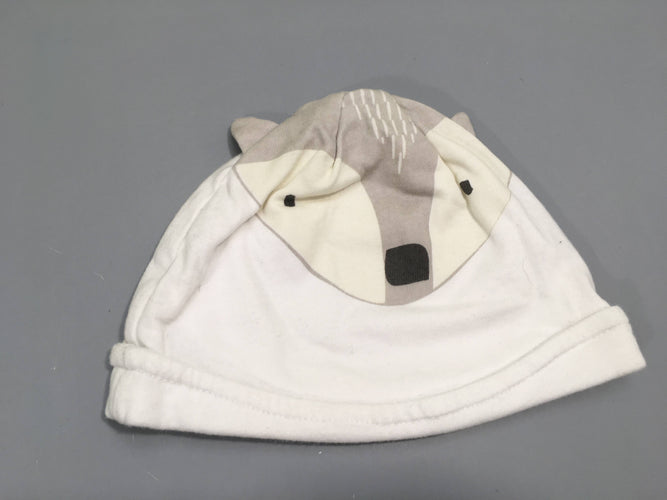 Bonnet jersey blanc renard, 44cm, moins cher chez Petit Kiwi
