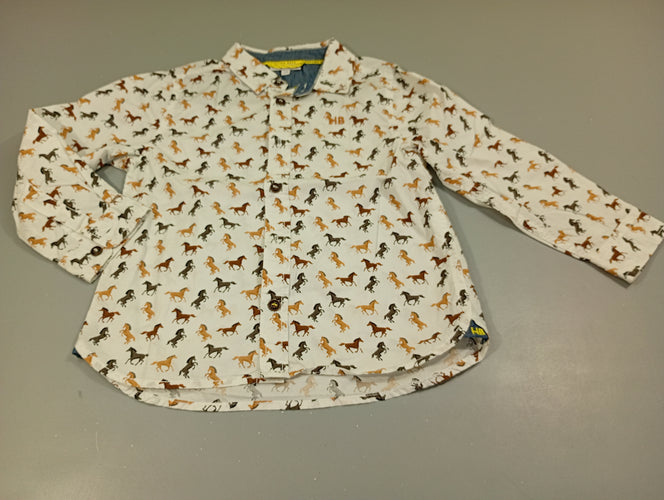 Chemise m.l blanc , chevaux, moins cher chez Petit Kiwi