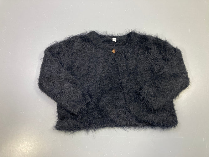 Gilet noir duveteux, bouton doré, moins cher chez Petit Kiwi