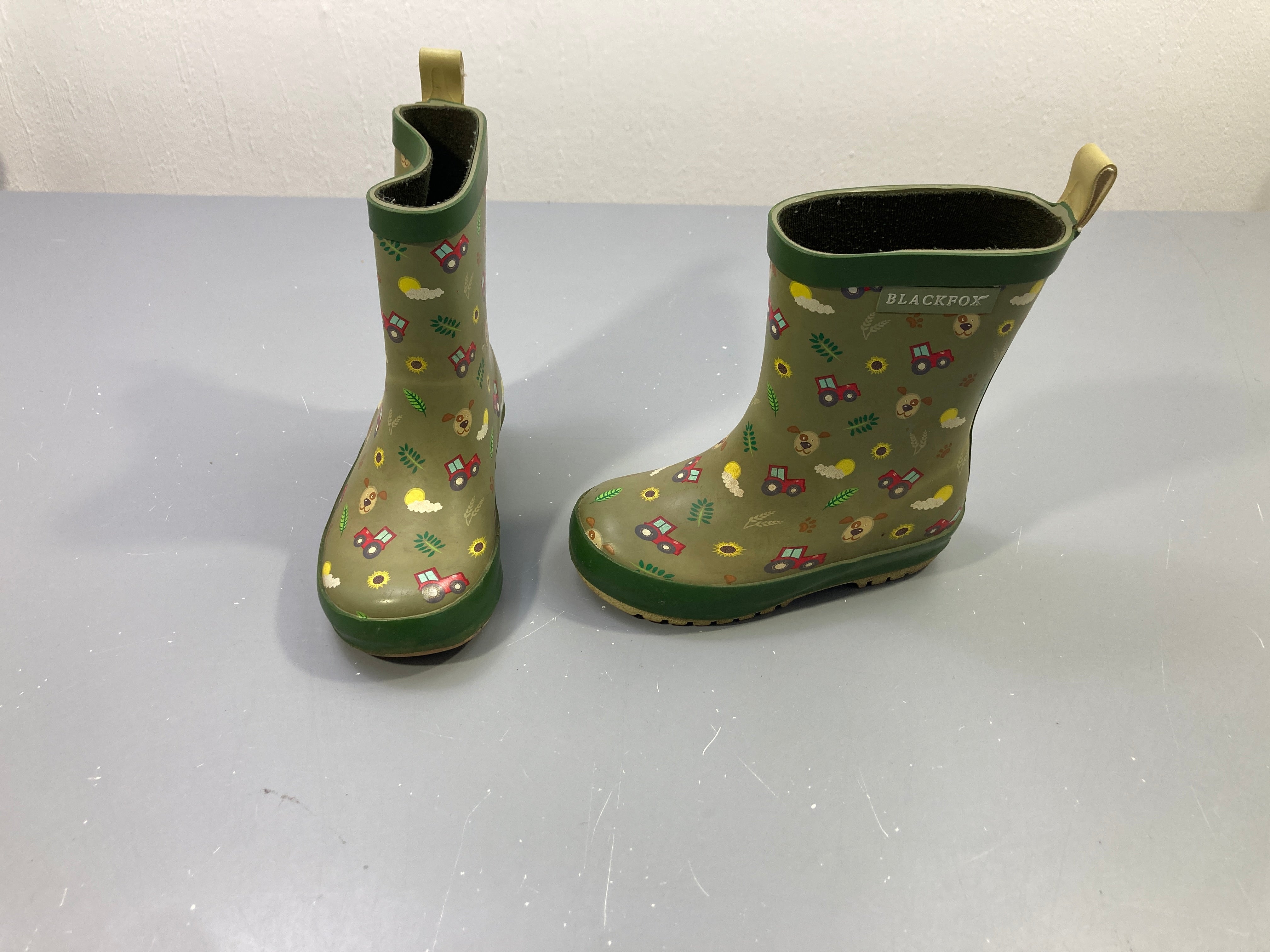 Bottes de pluie kaki caoutchouc, motifs tracteurs, chiens, tournesols, Blackfox