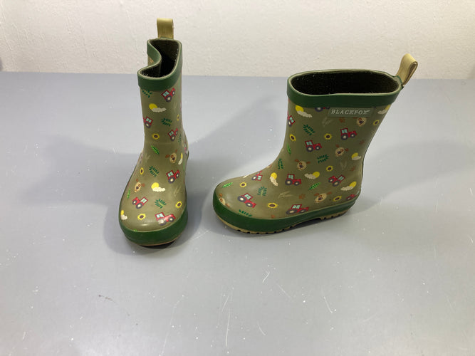 Bottes de pluie kaki caoutchouc, motifs tracteurs, chiens, tournesols, Blackfox, moins cher chez Petit Kiwi