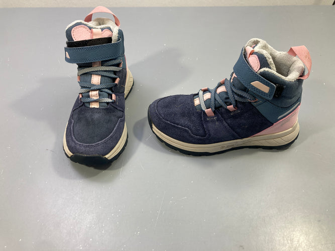Bottines chaudes imperméables de randonnée SH500 cuir scratch bleu/rose, Snow Contact, 31, moins cher chez Petit Kiwi