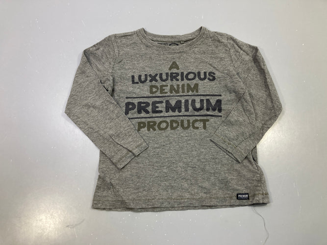 T-shirt m.l gris chiné imprimé texte Premium denim, moins cher chez Petit Kiwi