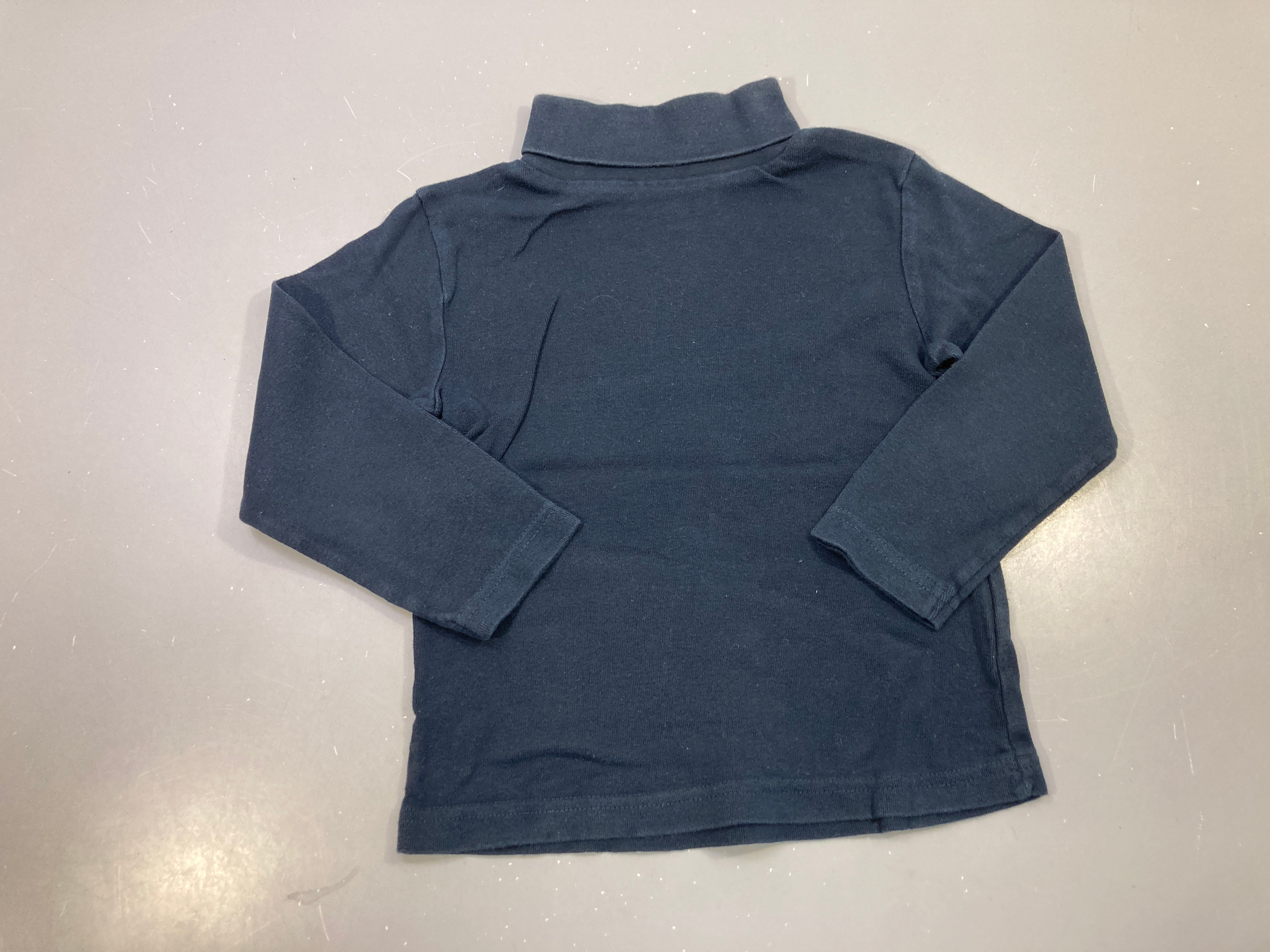 T-shirt m.l col roulé bleu marine uni