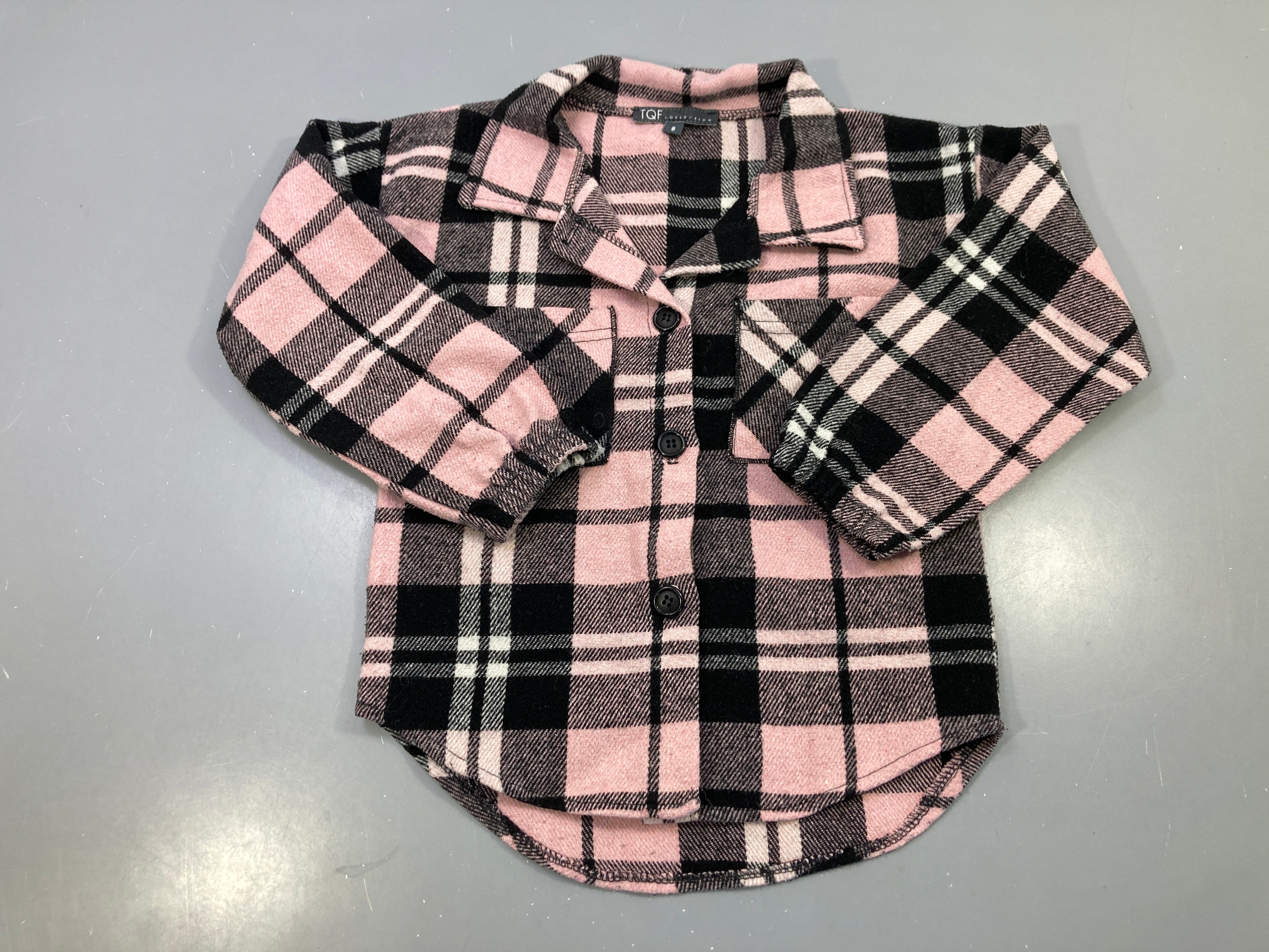Surchemise m.l rose noir blanc carreaux, flanelle
