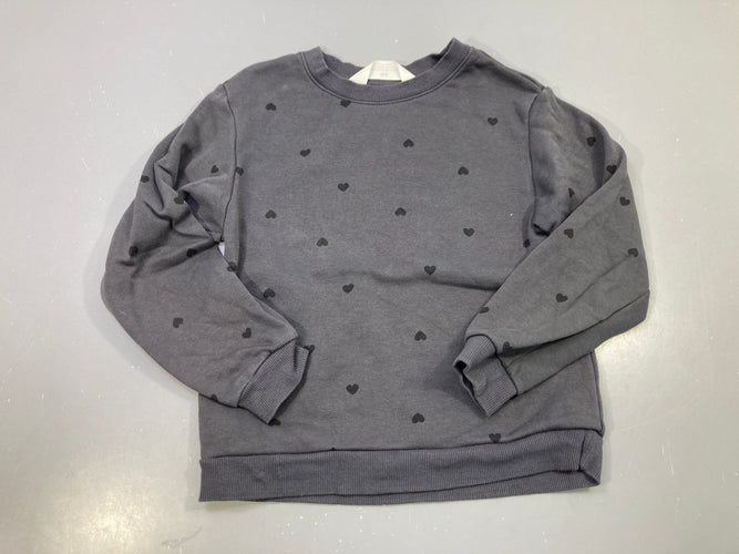 Sweat gris anthracite petits cœurs noirs, molleton, moins cher chez Petit Kiwi
