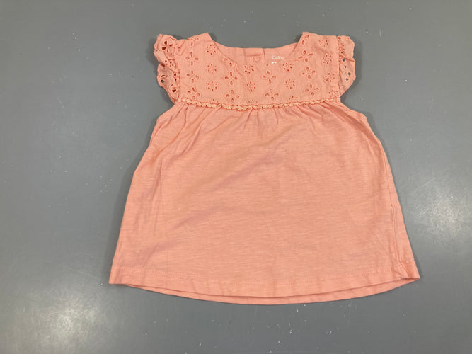 T-shirt m.c saumon broderies, moins cher chez Petit Kiwi