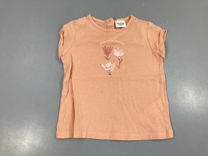 T-shirt m.c saumon oiseau, moins cher chez Petit Kiwi