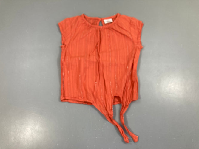 Blouse m.c orange rayé argenté, moins cher chez Petit Kiwi