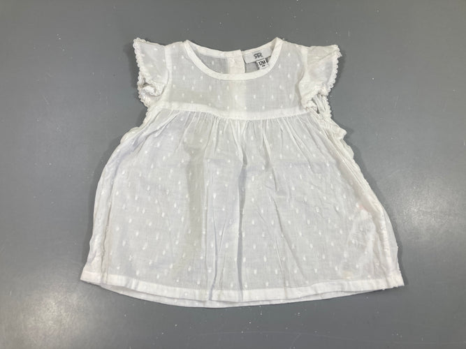 Robe m.c blanche plumetis, moins cher chez Petit Kiwi