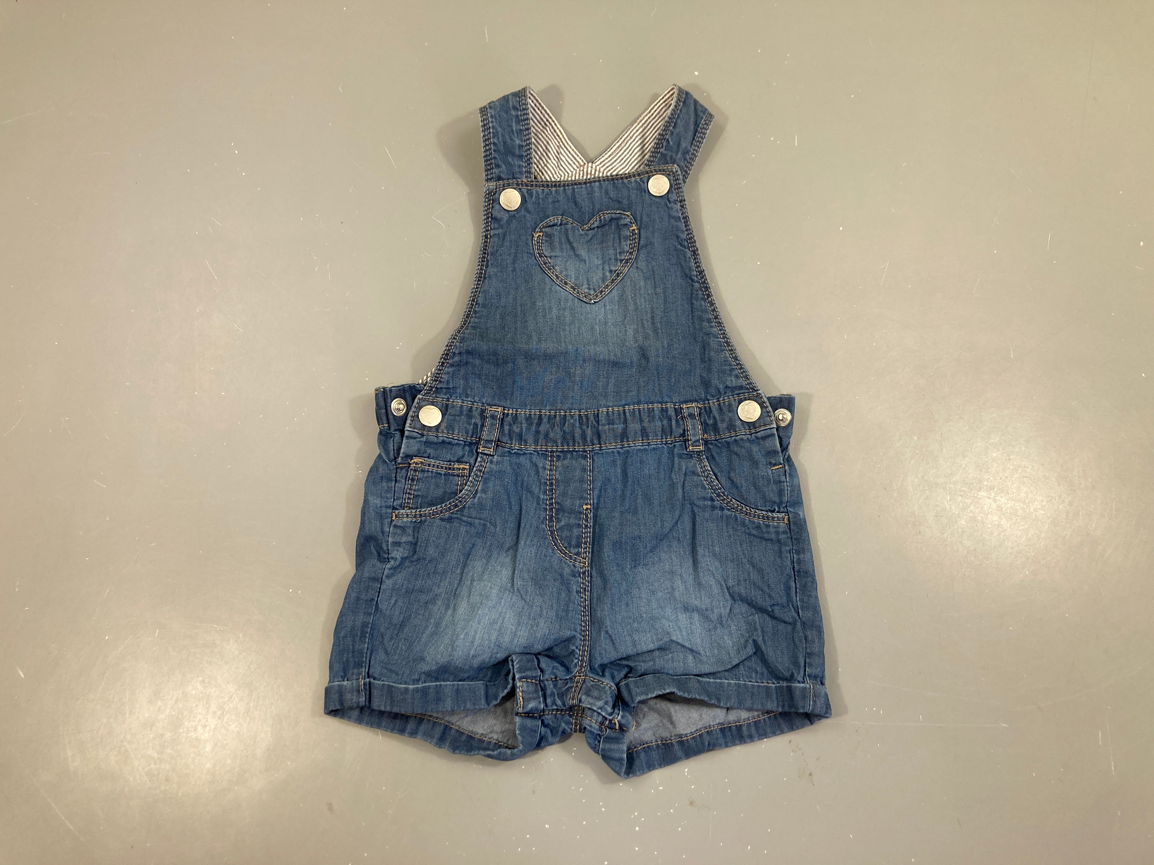 Salopette short denim coeur