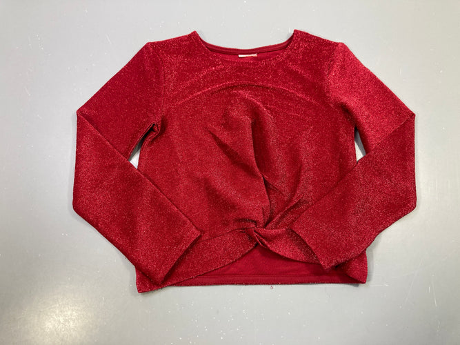 T-shirt m.l bordeaux lurex pailleté, nœud torsadé devant, moins cher chez Petit Kiwi