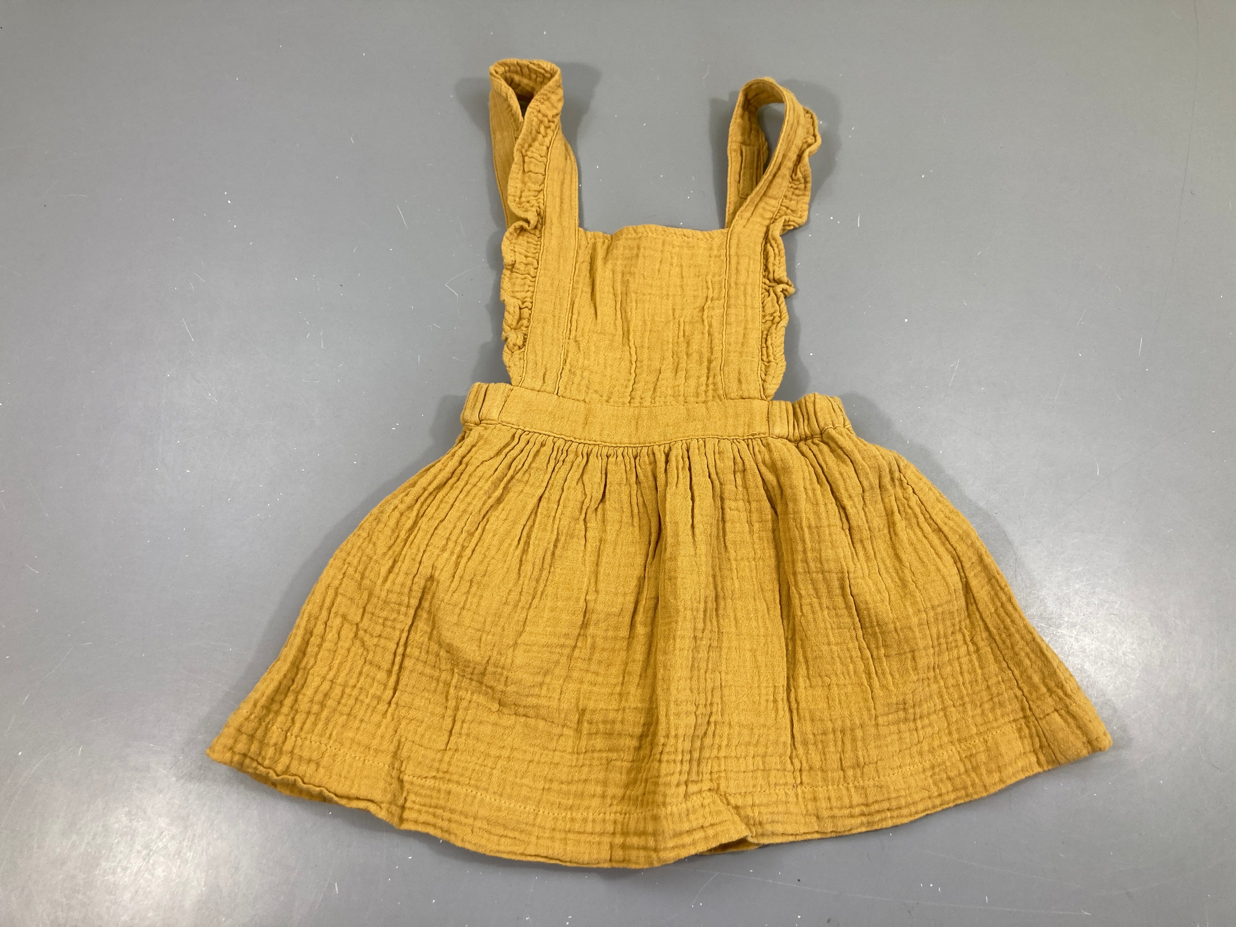 Robe fines bretelles coton tetra moutarde