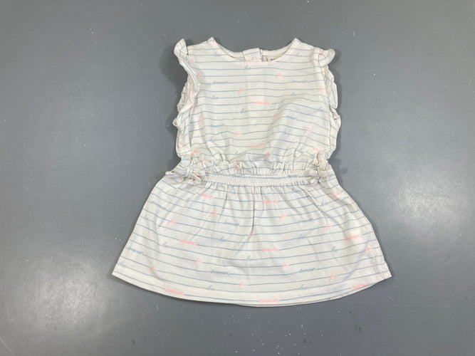 Robe m.c jersey blanc rayé bleu, moins cher chez Petit Kiwi