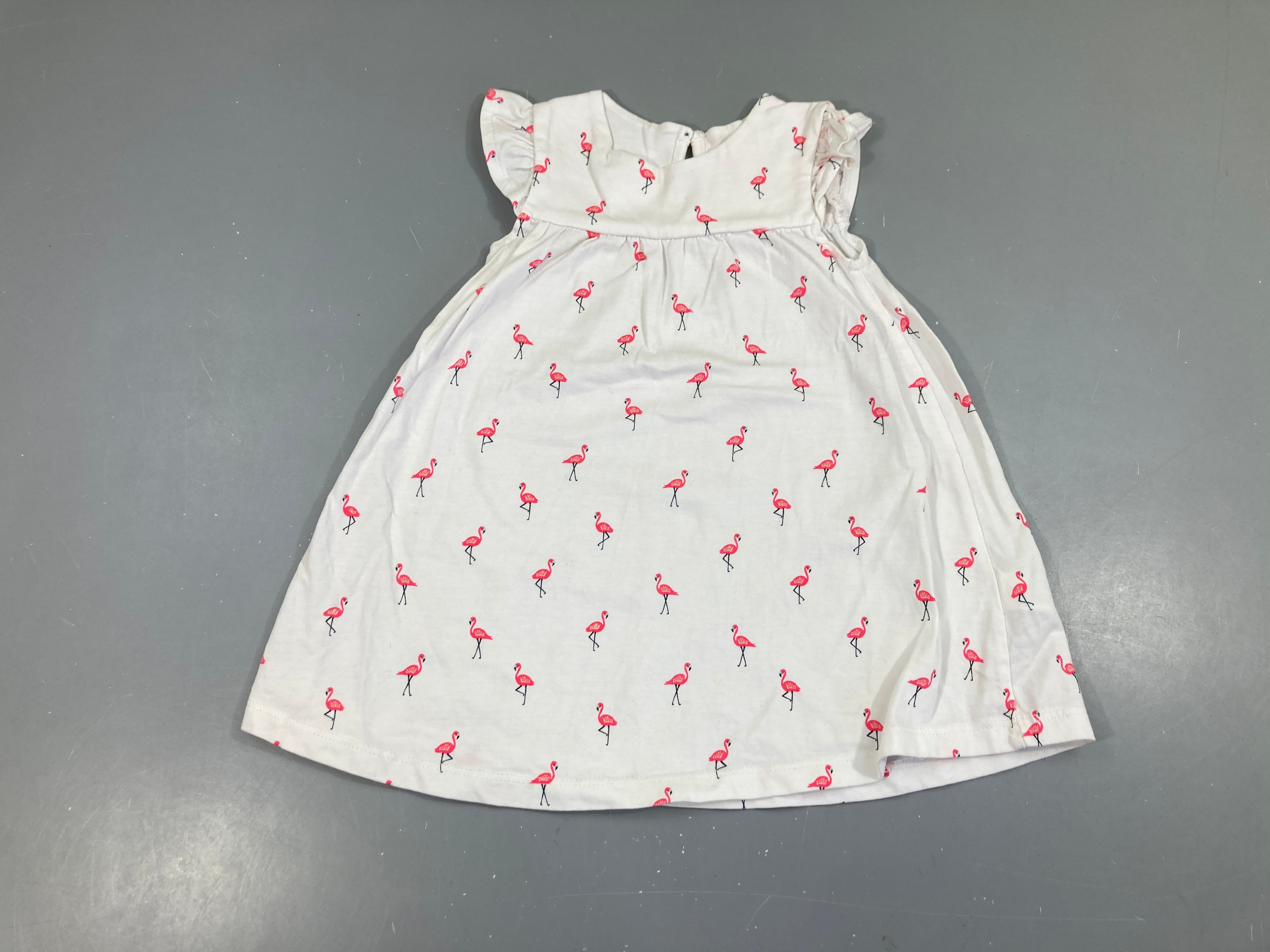 Robe m.c blanche flamants rose