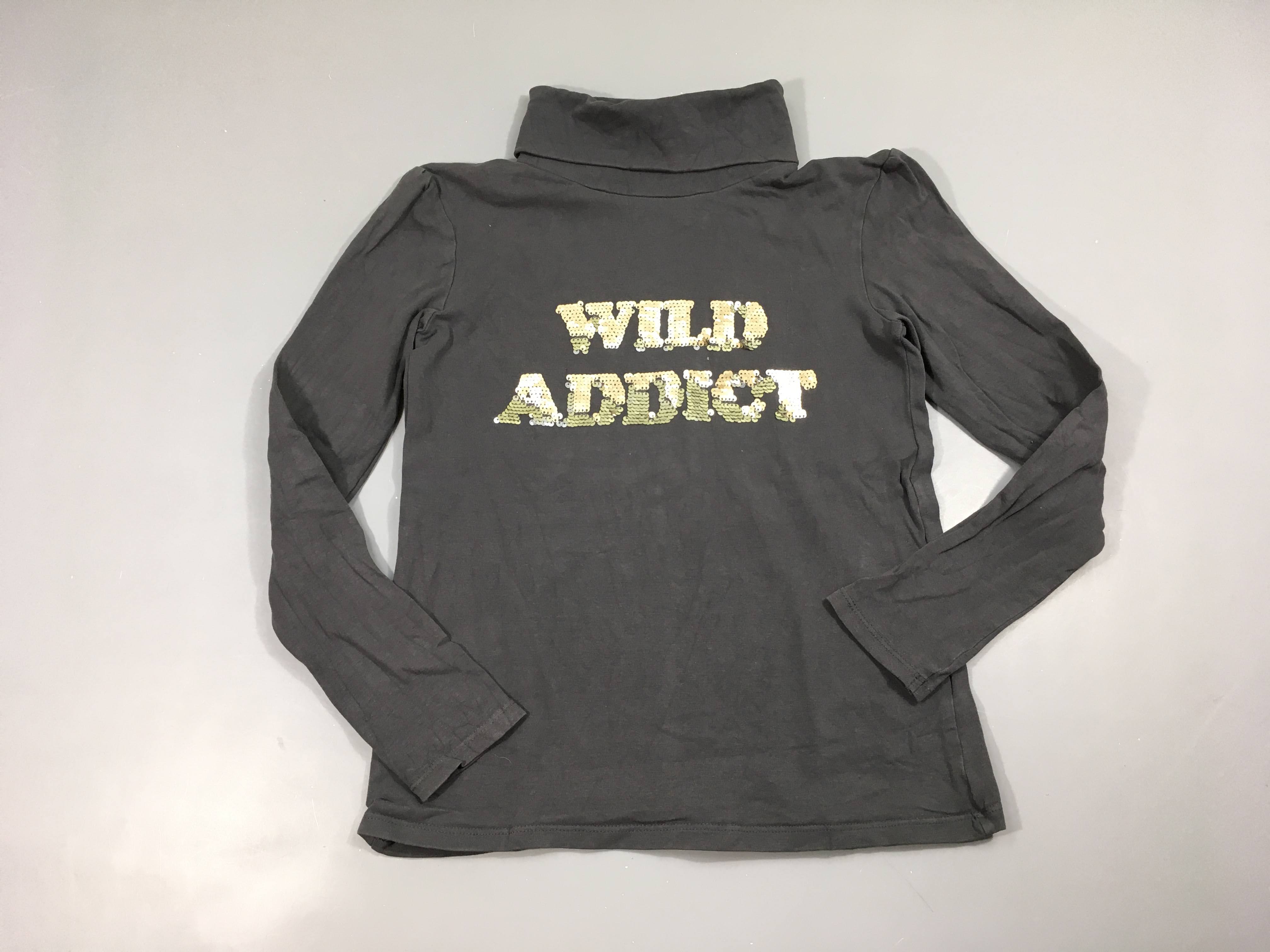 T-shirt col roulé gris foncé Wild sequins réversibles