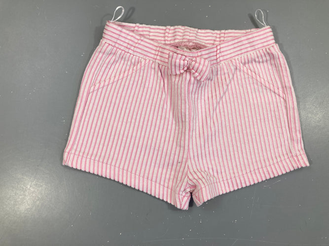 Short molleton blanc rayé rose, moins cher chez Petit Kiwi
