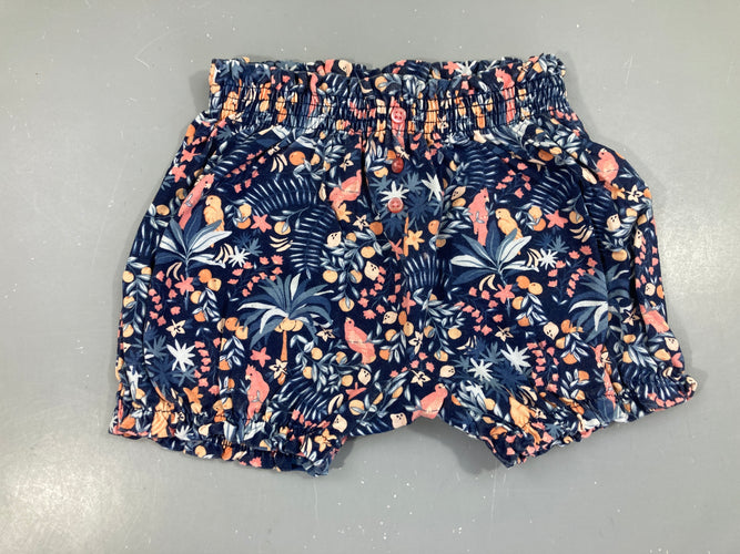 Short molleton bleu marine fleurs, moins cher chez Petit Kiwi