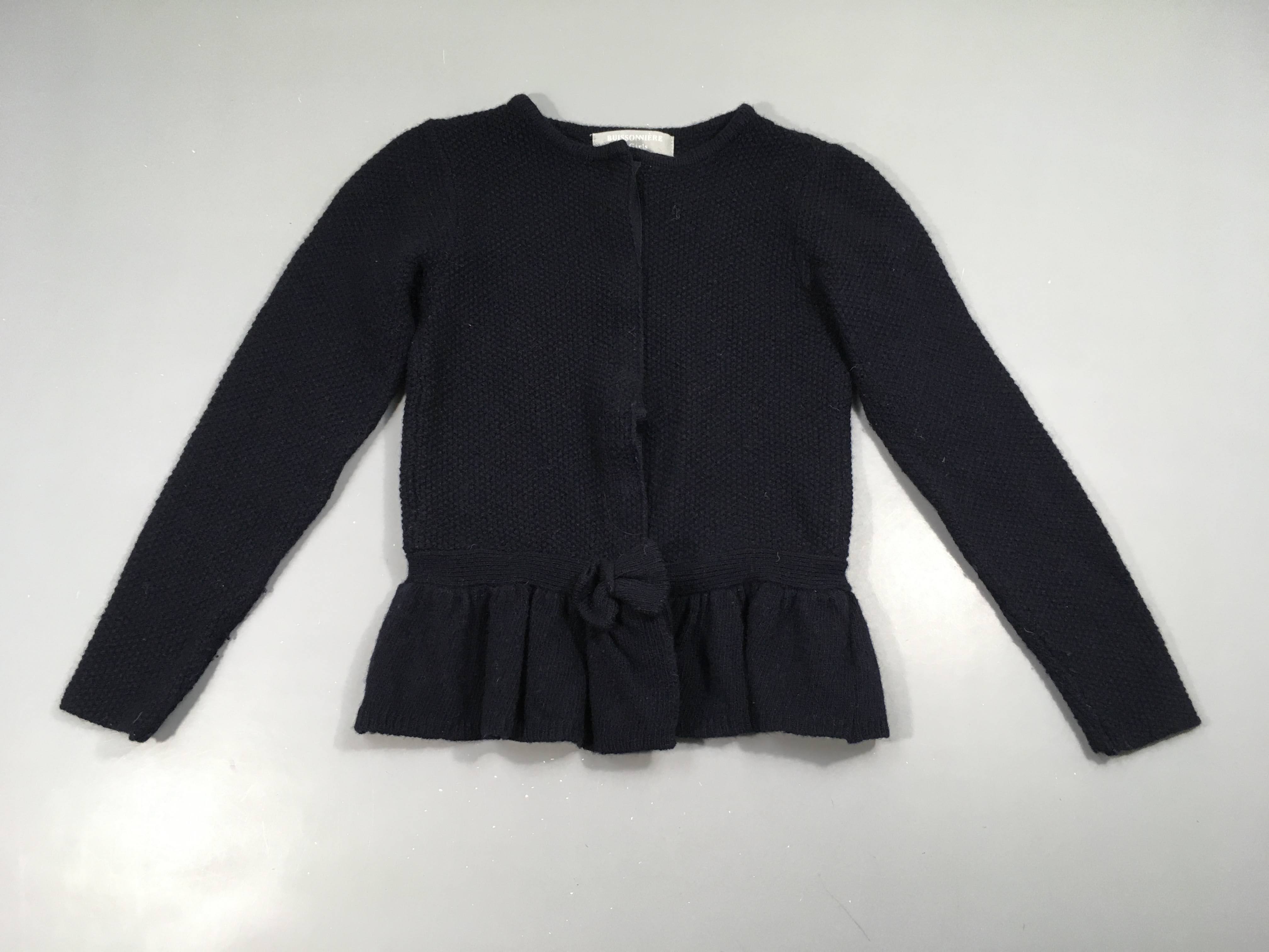 Gilet à pression bleu marine texturé, 65% laine