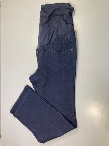 Pantalon jean bleu brut Boot Cut, bandeau ventre jersey, moins cher chez Petit Kiwi