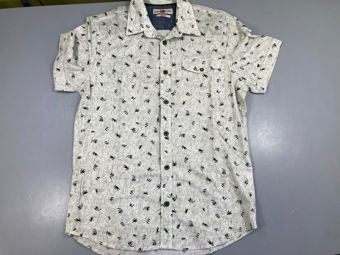 Chemise m.c blanc/vert feuilles, Regular fit, moins cher chez Petit Kiwi