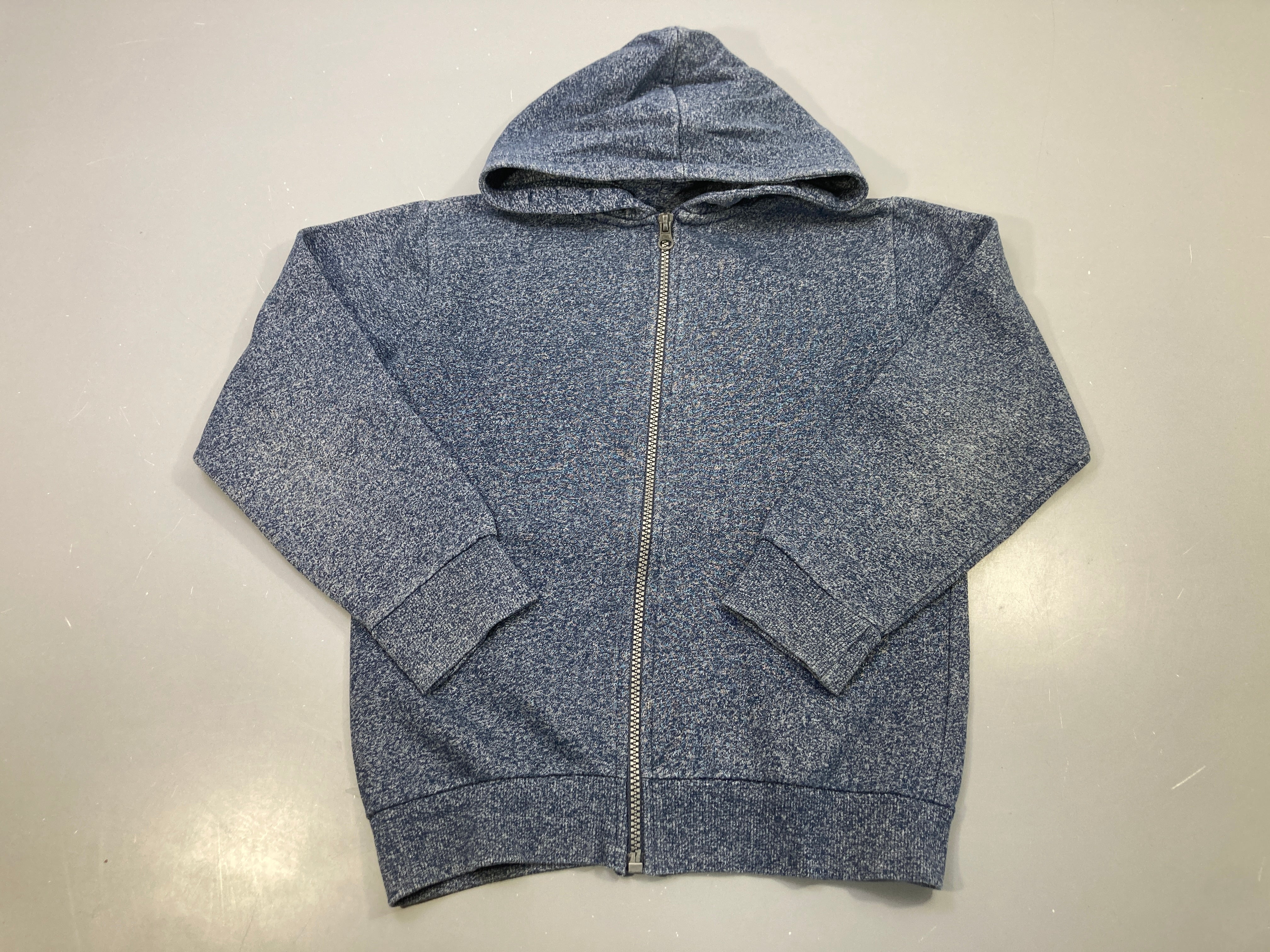 Sweat zippé capuche bleu chiné