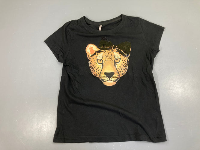 T-shirt m.c noir léopard sequins, Kids Only, moins cher chez Petit Kiwi
