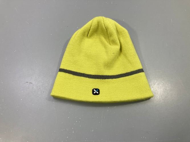 Bonnet vert anis bande grise (taille adulte), moins cher chez Petit Kiwi