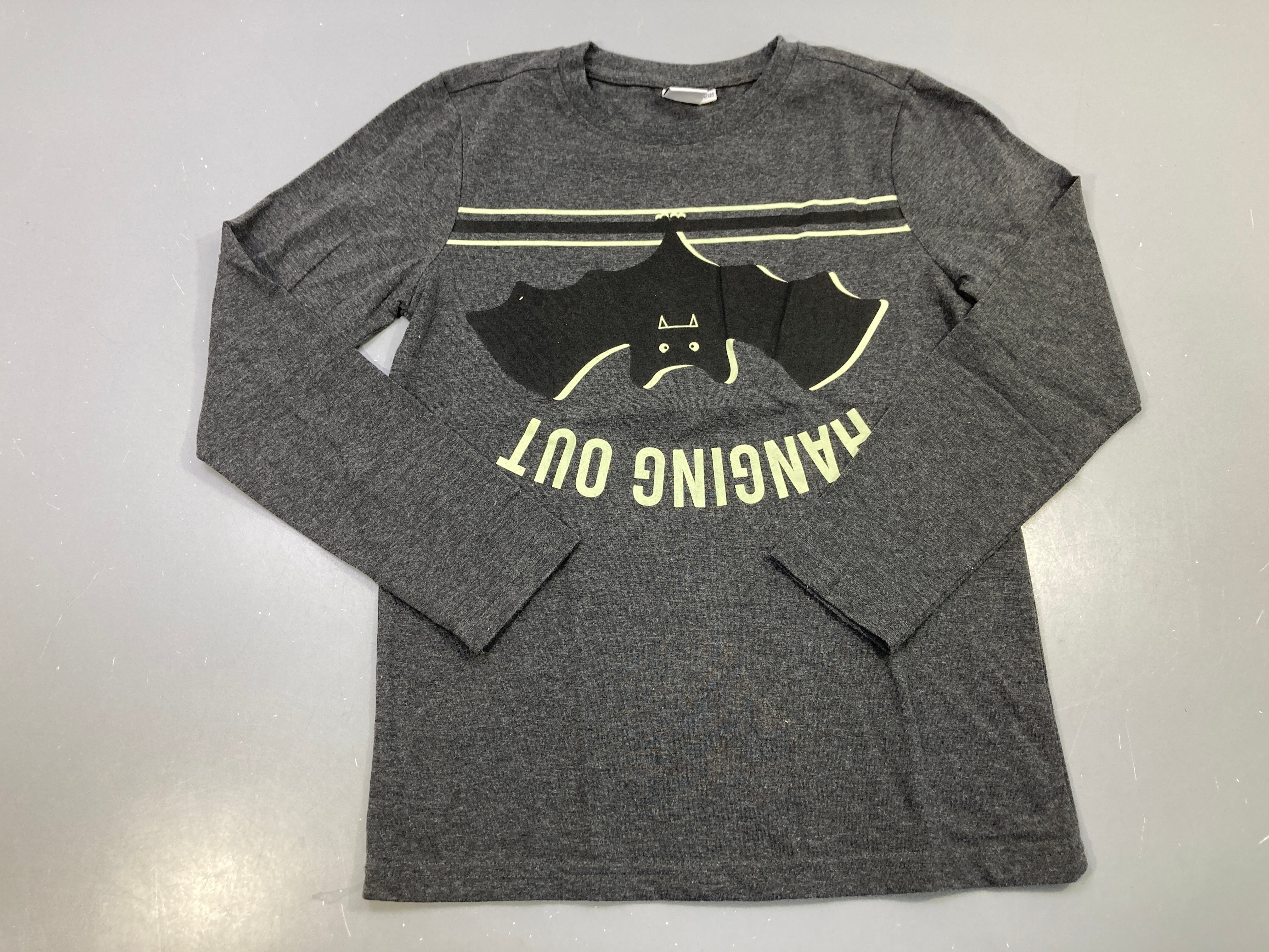 T-shirt m.l gris anthracite chiné, chauve-souris Hanging out Halloween