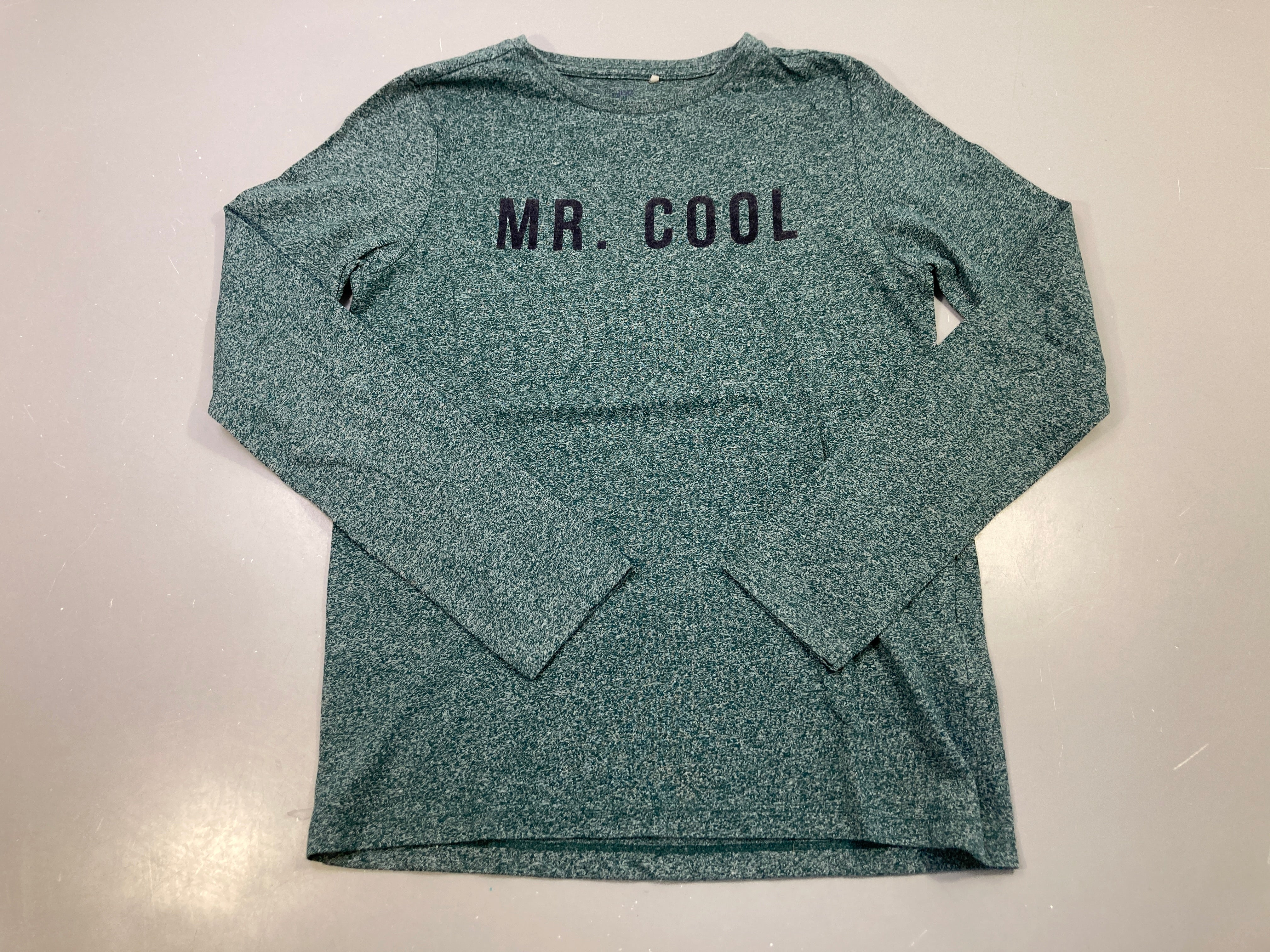 T-shirt m.l vert chiné, texte floqué Mr. Cool