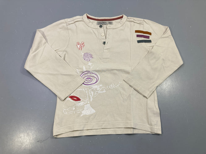 T-shirt m.l beige col tunisien, imprimés et brodés, moins cher chez Petit Kiwi