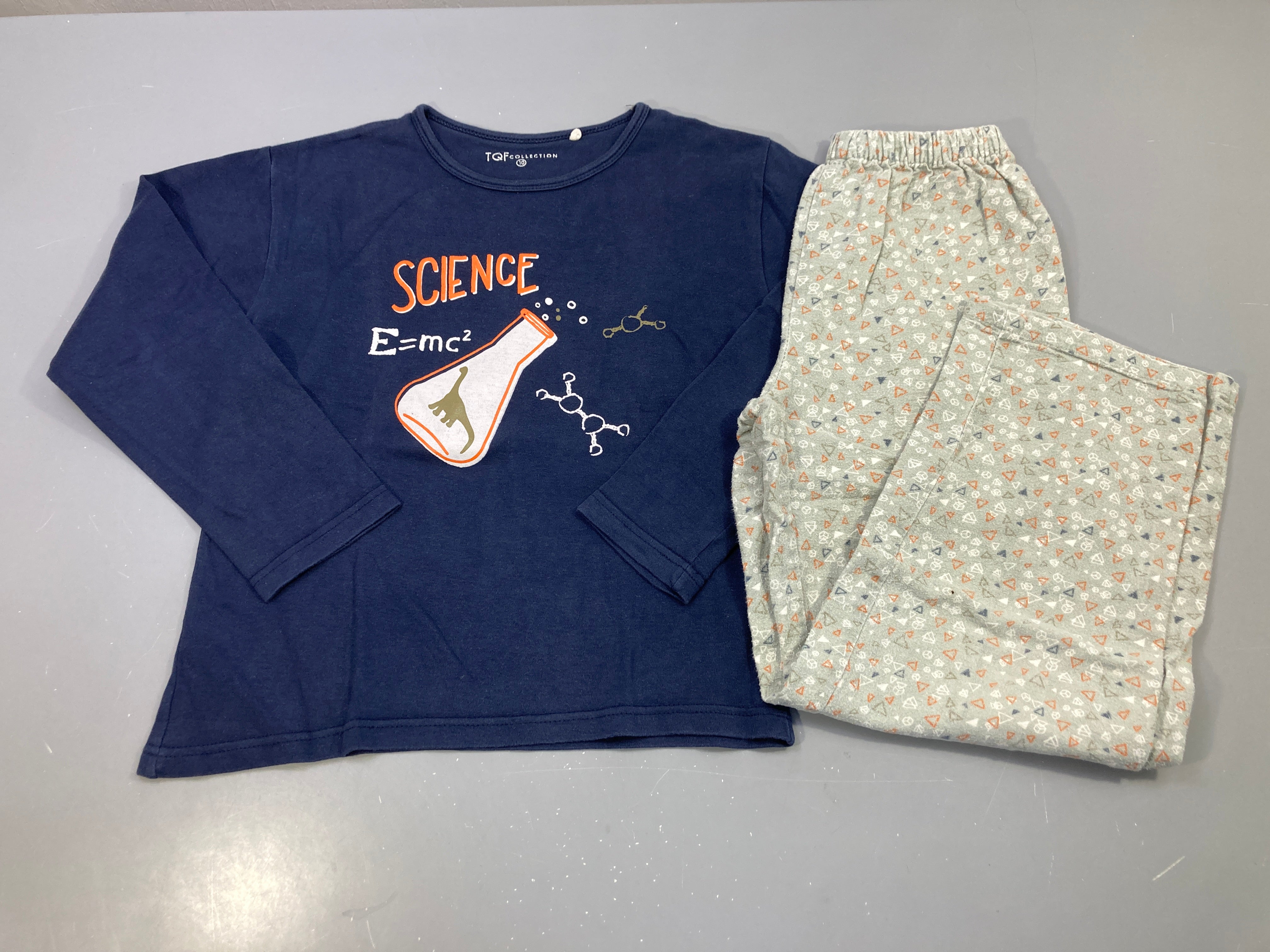 Pyjama 2pcs bleu marine gris, imprimé Science