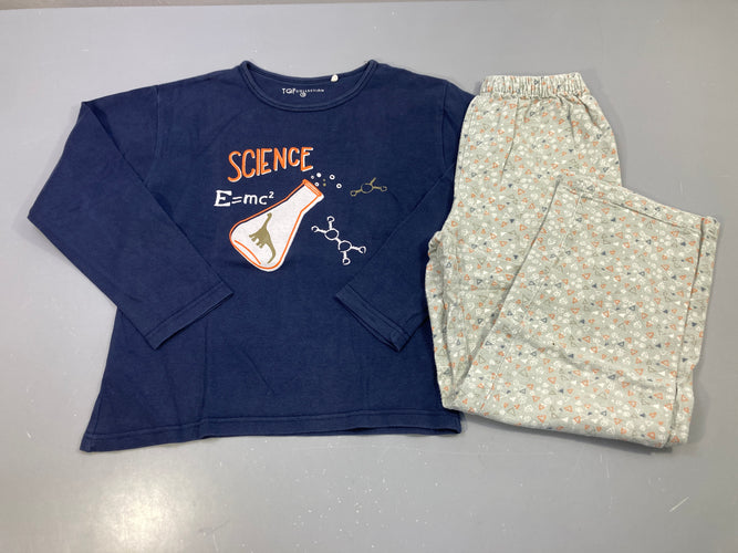 Pyjama 2pcs bleu marine gris, imprimé Science, moins cher chez Petit Kiwi