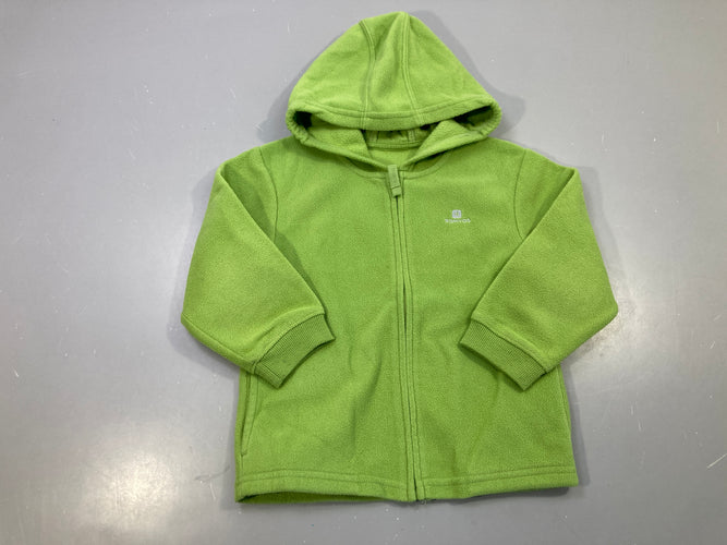 Polar zippé vert pomme capuche, Domyos, moins cher chez Petit Kiwi