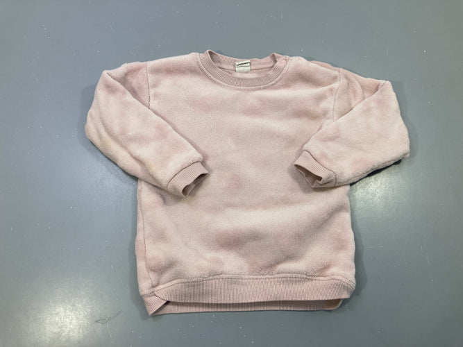 Sweat velours rose pâle coeurs relief, moins cher chez Petit Kiwi
