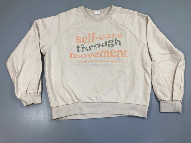 Sweat beige Self-care sequins, moins cher chez Petit Kiwi