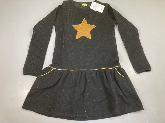 NEUF Robe m.l molleton noir irisé étoiles sequins réversibles, moins cher chez Petit Kiwi