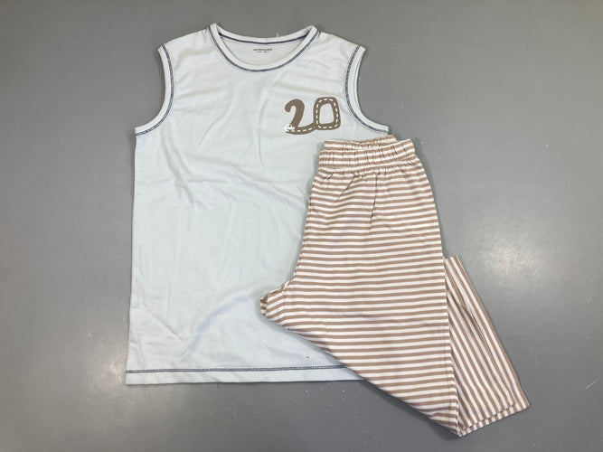 Pyjashort 2pcs jersey bleu rayé brun, moins cher chez Petit Kiwi