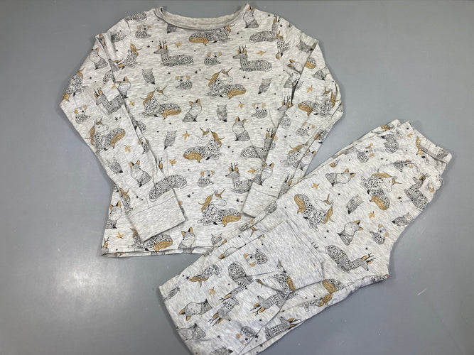 Pyjama 2pcs jersey gris chiné animaux doré, moins cher chez Petit Kiwi