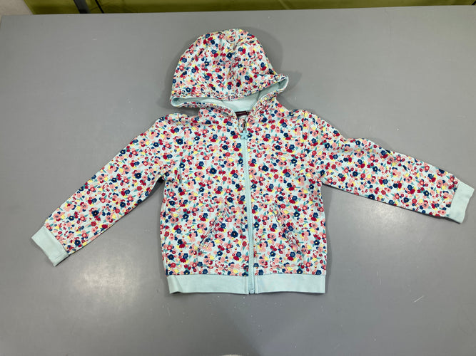 Sweat bleu fleuri à capuche, moins cher chez Petit Kiwi