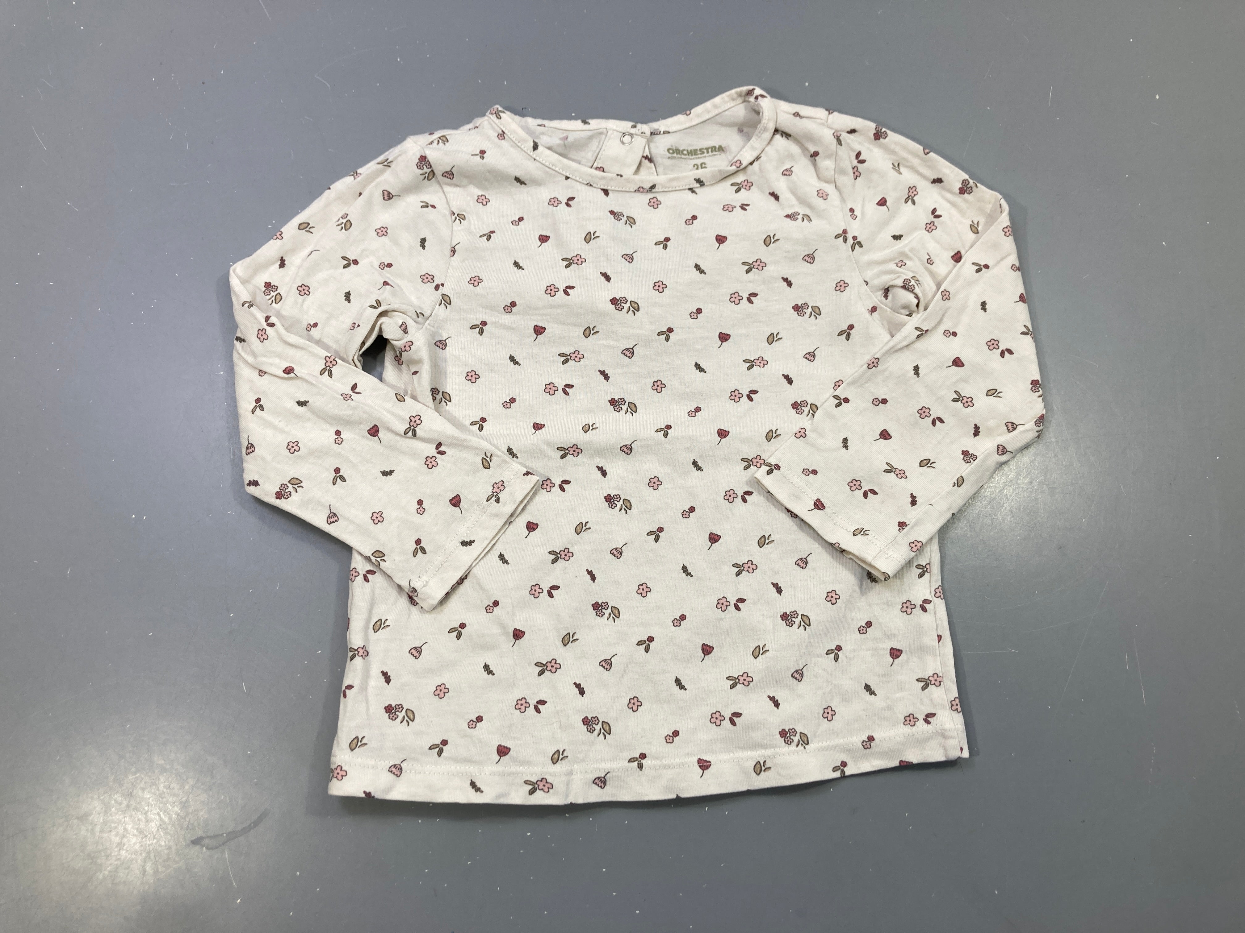 T-shirt m.l écru imprimé petites fleurs