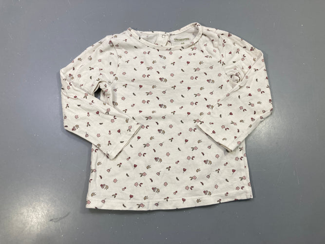 T-shirt m.l écru imprimé petites fleurs, moins cher chez Petit Kiwi