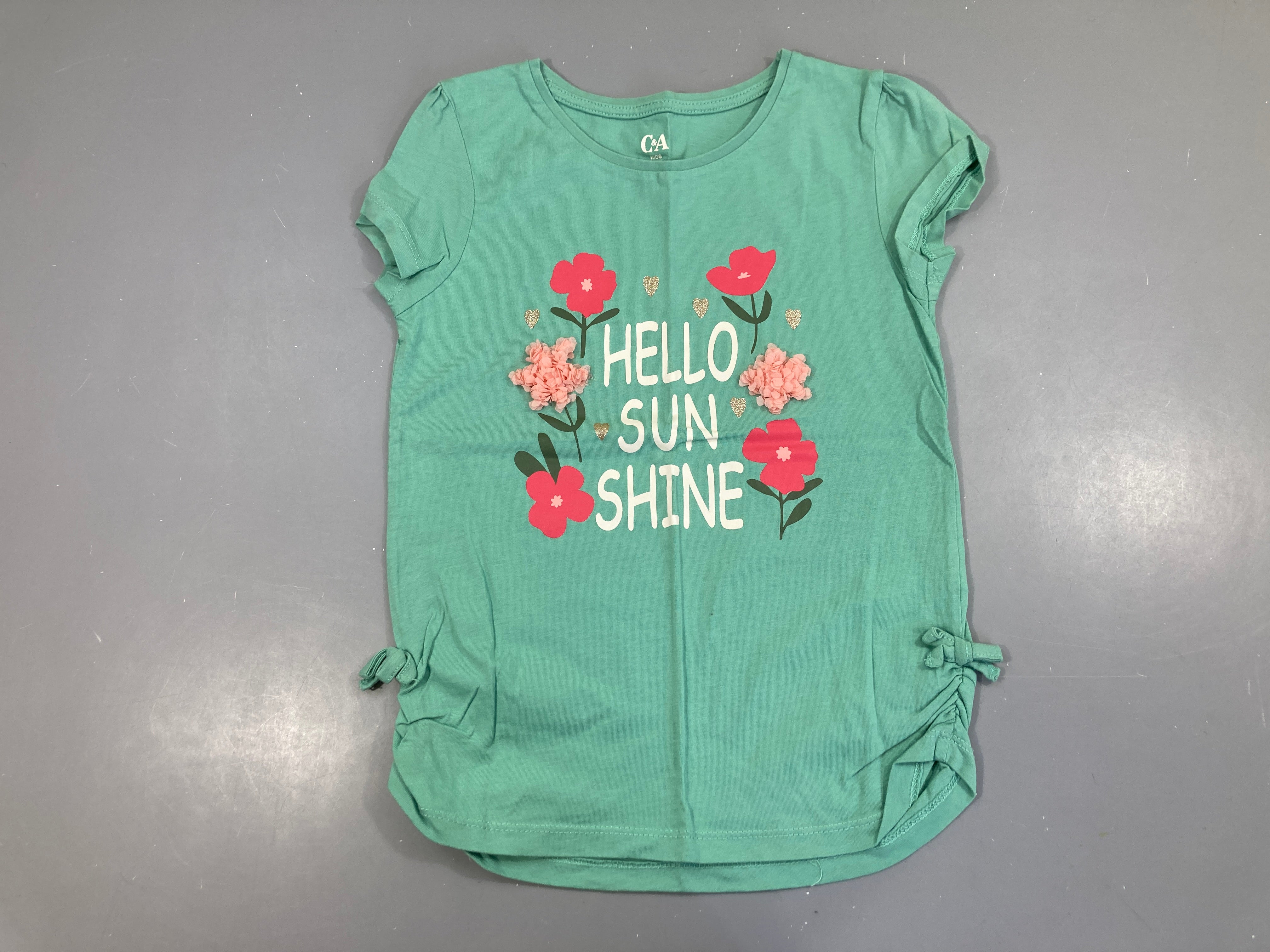 T-shirt m.c vert fleurs tulle hello