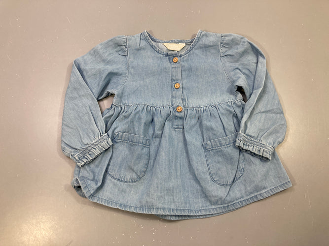 Blouse m.l Denim poches, boutons bois, moins cher chez Petit Kiwi