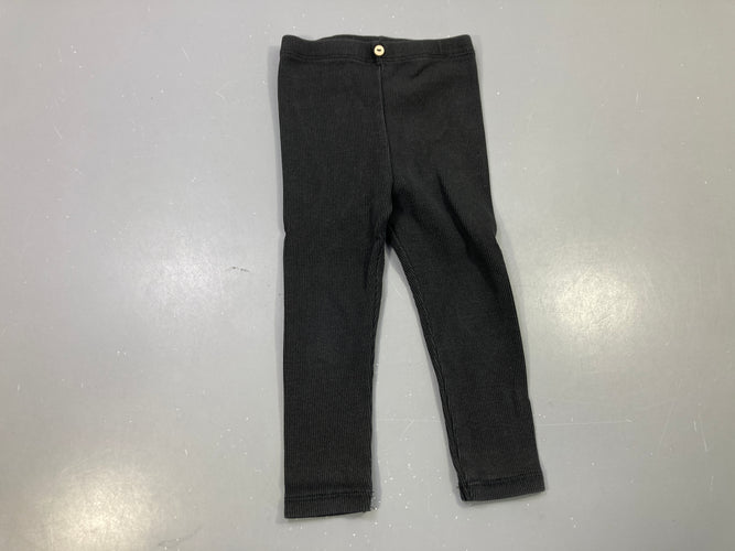 Legging noir côtelé, bouton à la taille, moins cher chez Petit Kiwi