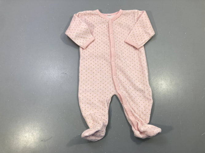 Pyjama velours rose pâle à pois dorés pailletés, pieds, moins cher chez Petit Kiwi