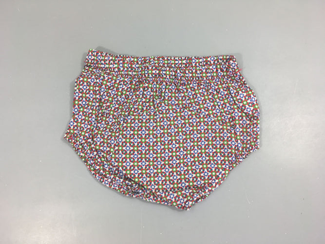 Culotte Bloomer  blanche lmotifs vert-bleu-rouge, moins cher chez Petit Kiwi