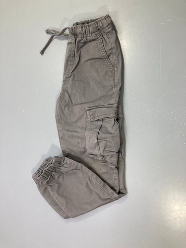 Pantalon cargo gris, taille élastique à cordon, bas élastiqués, moins cher chez Petit Kiwi