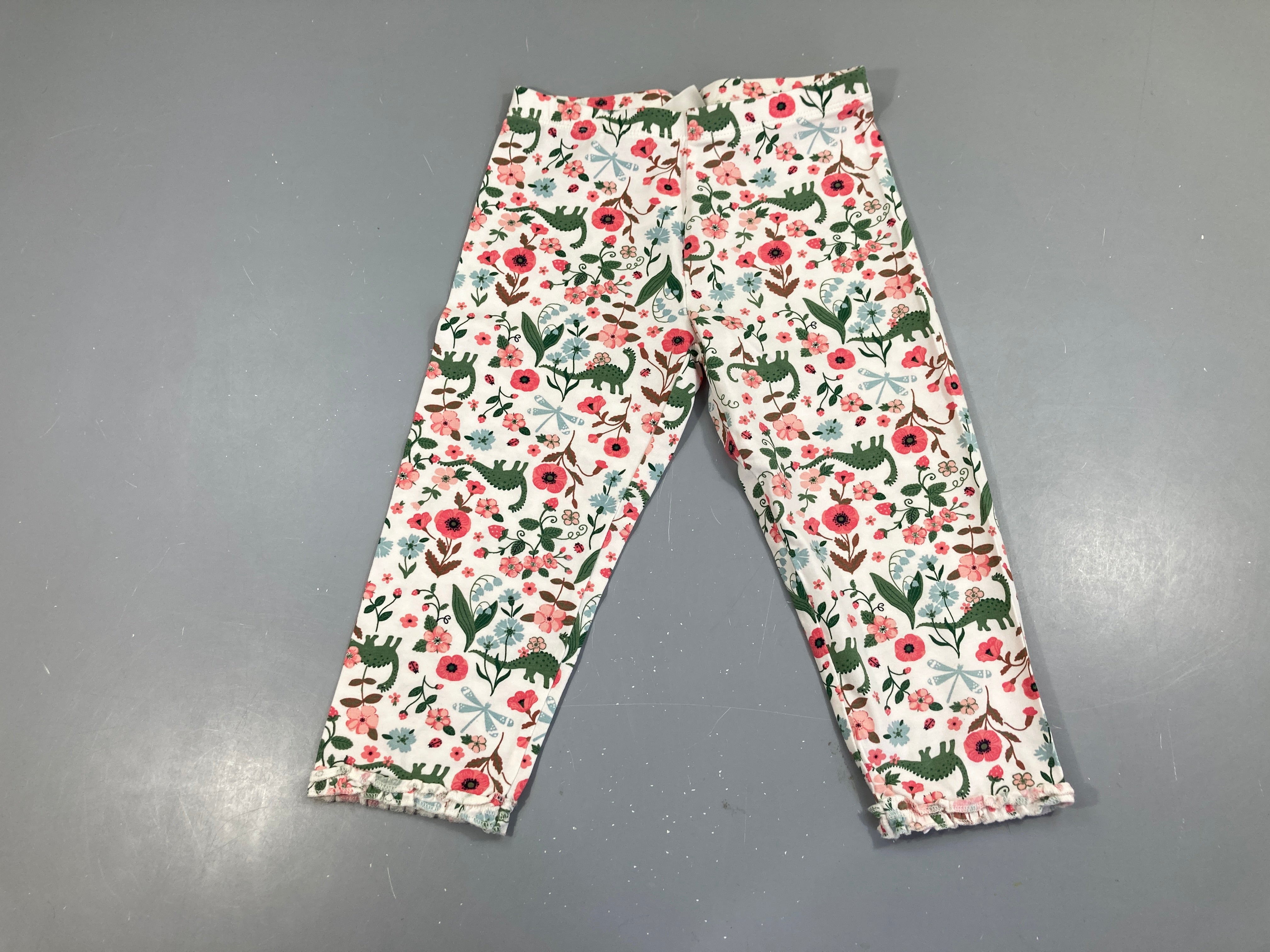 Legging court blanc fleuri