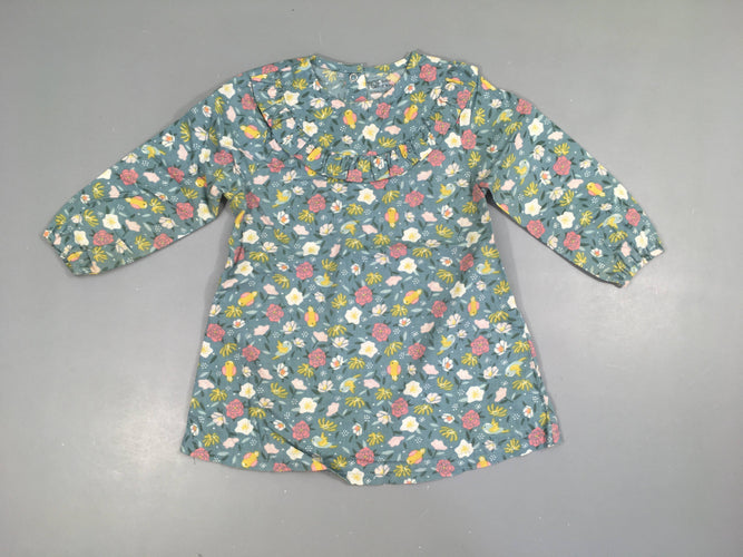 Robe m.l bleue motifs oiseaux jaune, moins cher chez Petit Kiwi